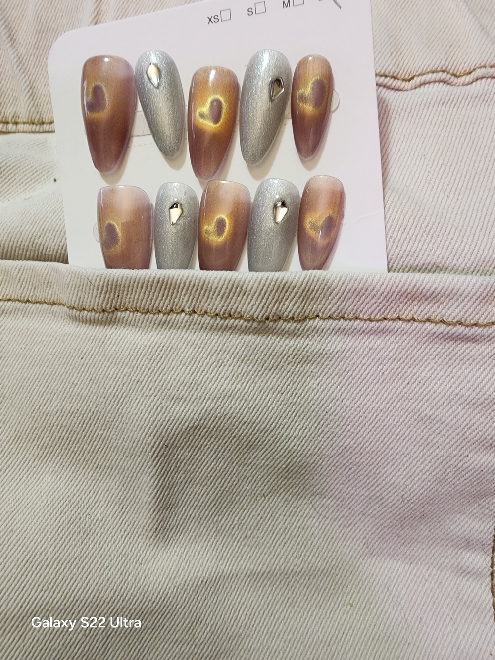 Mauve Heart & Silver Accent Press-On Nails - Women’s Elegant Set